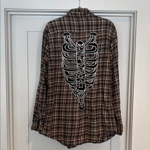 Plaid Shirt with Skeleton Design